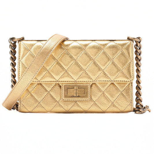 CHANEL Lambskin Trendy CC 2.55 Lock Chain Shoulder Bag Gold Gold-Tone Hardware, Pre-Owned