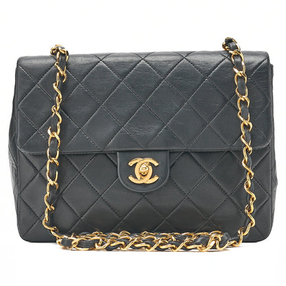 CHANEL Chain Shoulder Bag Mini Matelasse 20cm Lambskin Black Gold-Tone Hardware, Pre-Owned