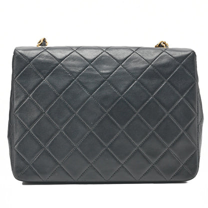 CHANEL Chain Shoulder Bag Mini Matelasse 20cm Lambskin Black Gold-Tone Hardware, Pre-Owned