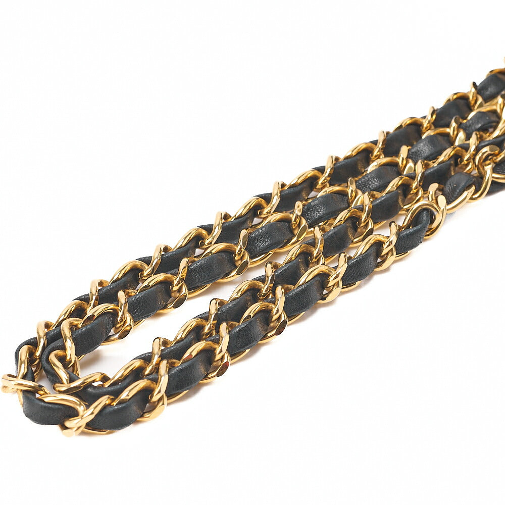 CHANEL Chain Shoulder Bag Mini Matelasse 20cm Lambskin Black Gold-Tone Hardware, Pre-Owned
