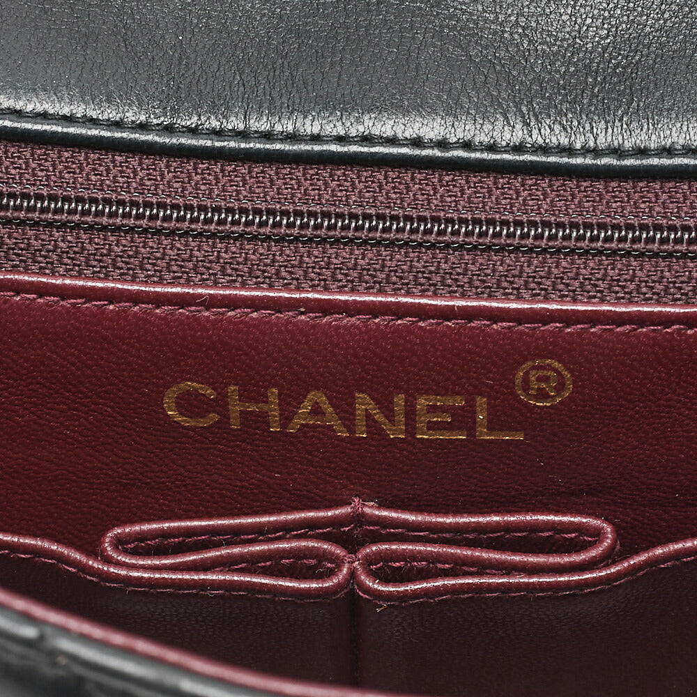 CHANEL Chain Shoulder Bag Mini Matelasse 20cm Lambskin Black Gold-Tone Hardware, Pre-Owned