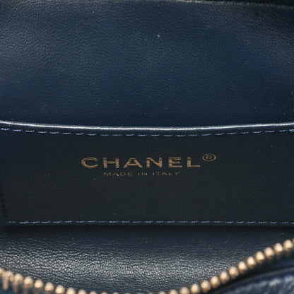 シャネル カーフスキン Vステッチ シェブロン ビューティーココ チェーンショルダーバッグ ネイビー ゴールド金具 中古品
