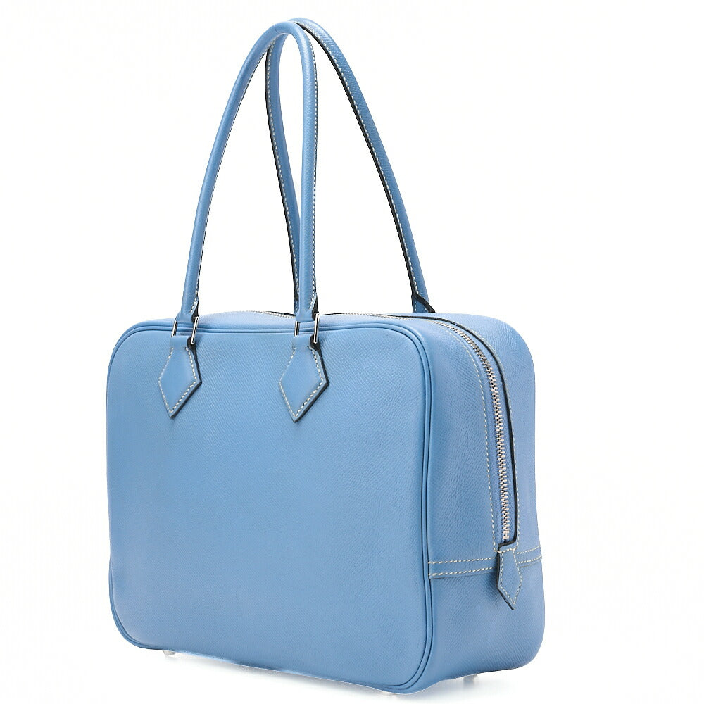 HERMES Plume 28 Epson Tote Bag BlueJean □J Stamp Silver-Tone Hardware, Pre-Owned