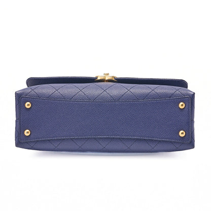 CHANEL Matelasse Caviar Skin Straight Flap 2WAY Chain Shoulder Bag Navy Gold-Tone Hardware, Pre-Owned