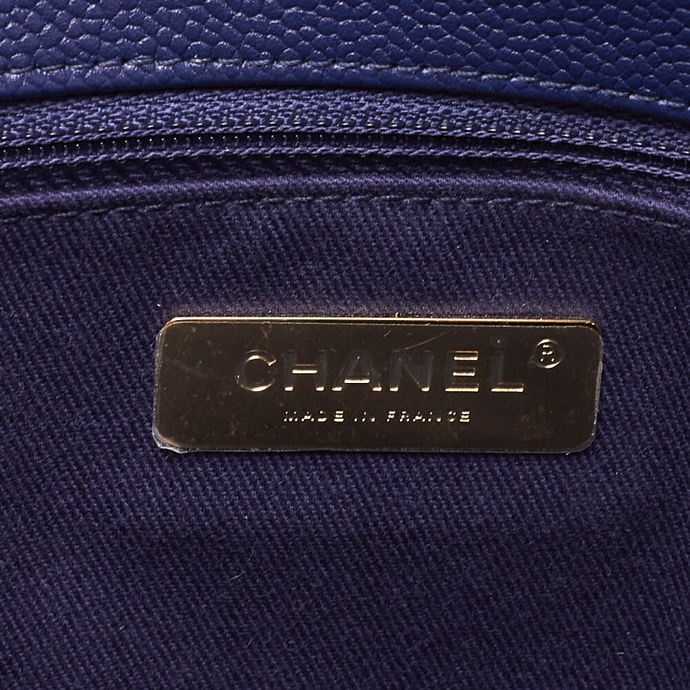 CHANEL Matelasse Caviar Skin Straight Flap 2WAY Chain Shoulder Bag Navy Gold-Tone Hardware, Pre-Owned