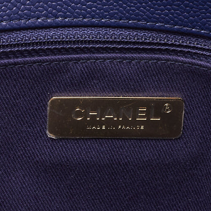 CHANEL Matelasse Caviar Skin Straight Flap 2WAY Chain Shoulder Bag Navy Gold-Tone Hardware, Pre-Owned
