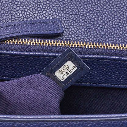 CHANEL Matelasse Caviar Skin Straight Flap 2WAY Chain Shoulder Bag Navy Gold-Tone Hardware, Pre-Owned