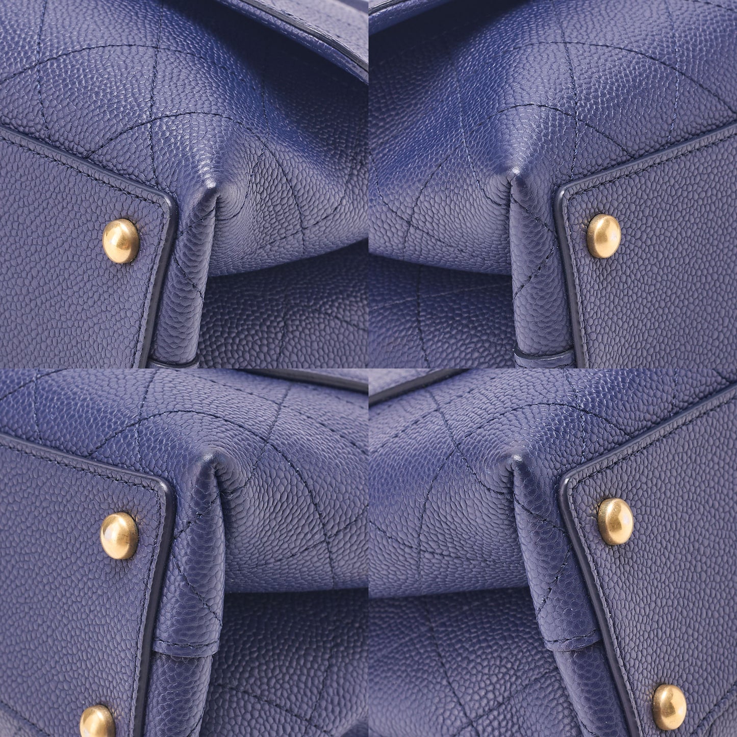 CHANEL Matelasse Caviar Skin Straight Flap 2WAY Chain Shoulder Bag Navy Gold-Tone Hardware, Pre-Owned