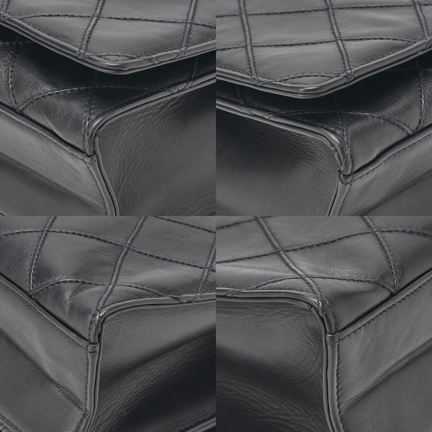 CHANEL Lambskin Matelasse Full Flap Turn Lock Chain Shoulder Black Gold-Tone Hardware, Pre-Owned