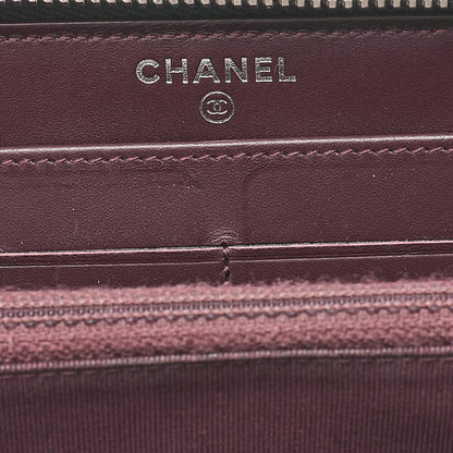 CHANEL Matelasse Round Long Wallet Caviar Skin Black (Silver-Tone Hardware, Pre-Owned