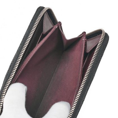 CHANEL Matelasse Round Long Wallet Caviar Skin Black (Silver-Tone Hardware, Pre-Owned