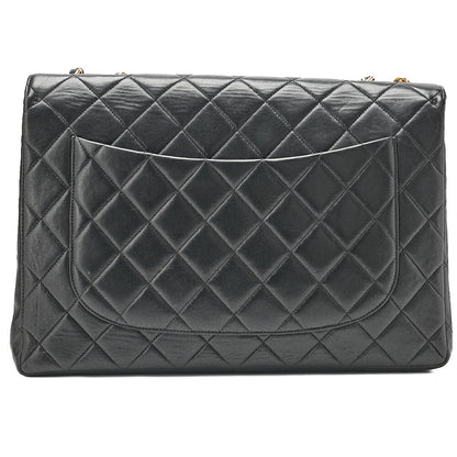CHANEL Deka Matelasse 30 Turn Lock Chain Shoulder Bag Lambskin Black Gold-Tone Hardware, Pre-Owned