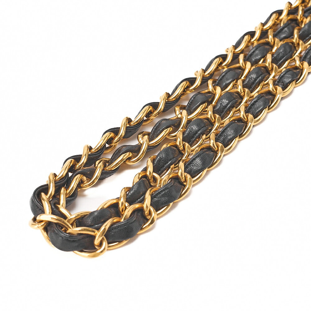 CHANEL Deka Matelasse 30 Turn Lock Chain Shoulder Bag Lambskin Black Gold-Tone Hardware, Pre-Owned