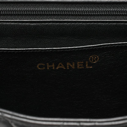 CHANEL Deka Matelasse 30 Turn Lock Chain Shoulder Bag Lambskin Black Gold-Tone Hardware, Pre-Owned