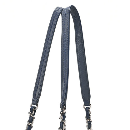 CHANEL シャネル ラージショッピングバッグ ココマーク コットン 2WAY ネイビー シルバー金具 中古