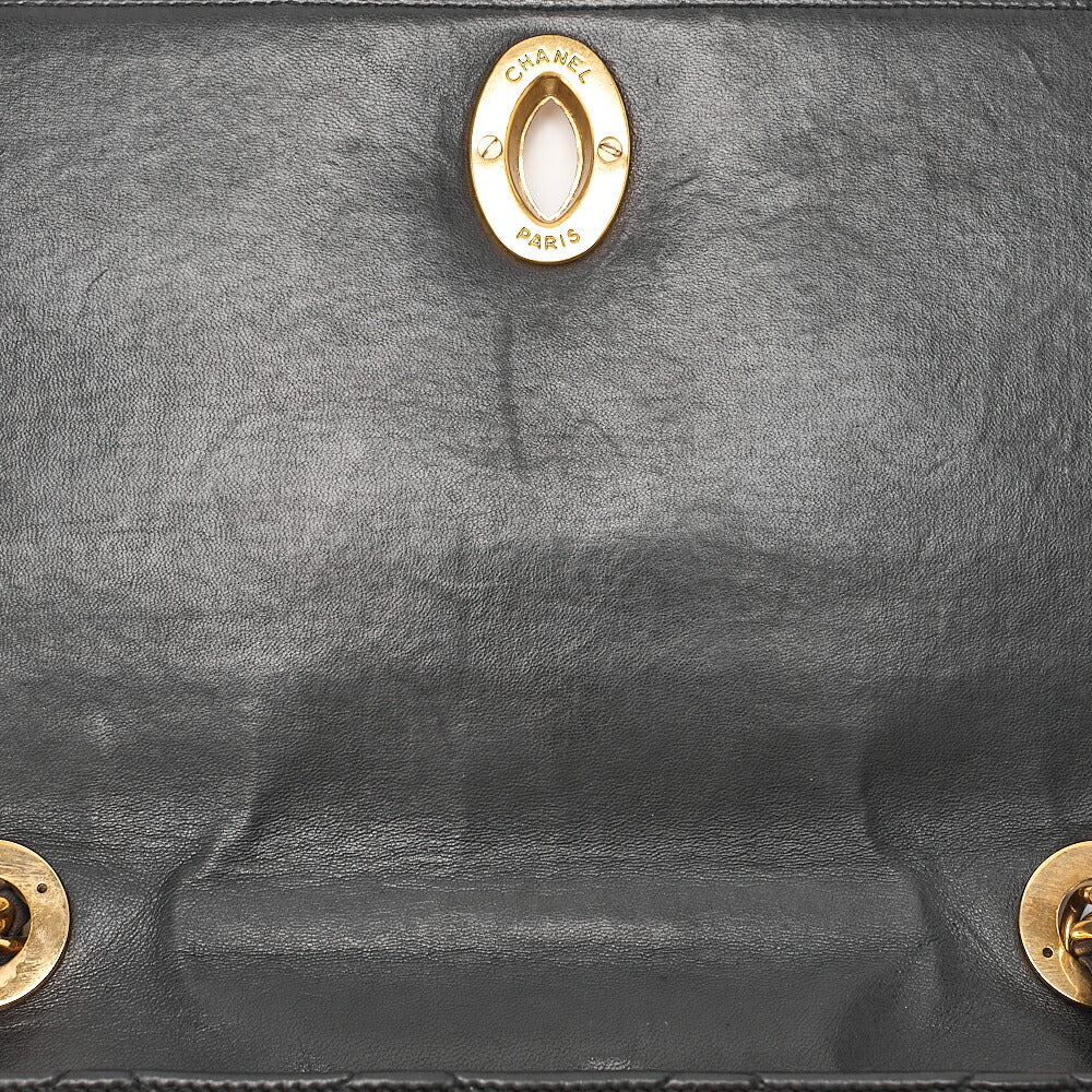 シャネル チェーンショルダーバッグ スクエア型 ラムスキン デカココ 黒 ゴールド金具 中古