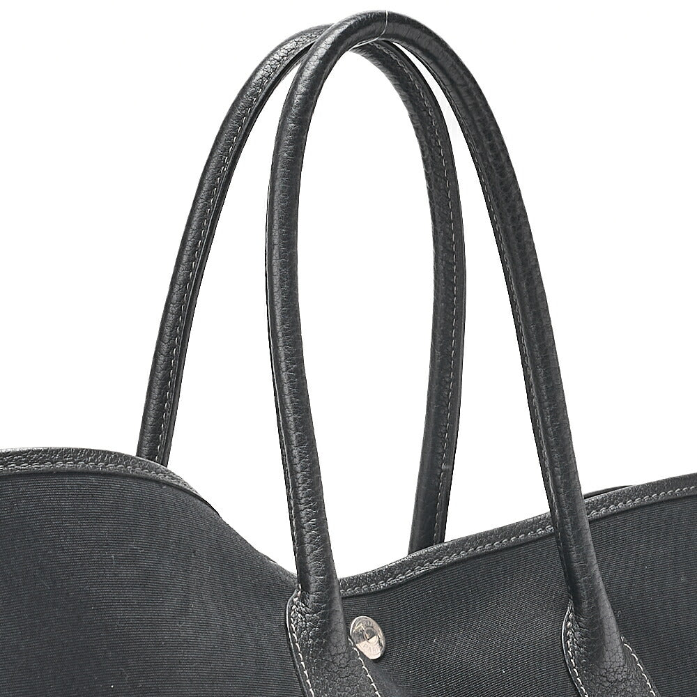 HERMES エルメス ガーデンパーティPM ハンドバッグ トワルオフィシエ ブラック シルバー金具 中古