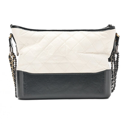 CHANEL Vintage Calf Gabrielle de Chanel Chain Shoulder White x Black Gold x Silver-Tone Hardware, Pre-Owned