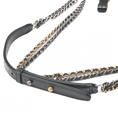 CHANEL Vintage Calf Gabrielle de Chanel Chain Shoulder White x Black Gold x Silver-Tone Hardware, Pre-Owned