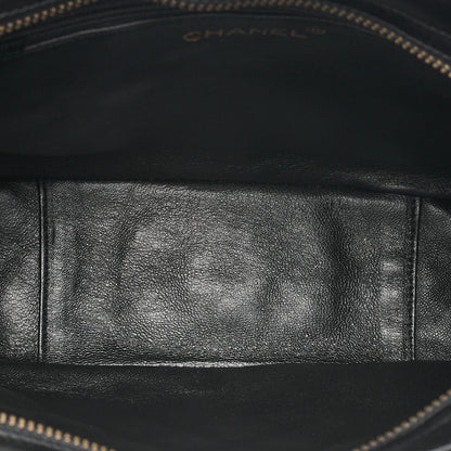 CHANEL ラムスキン マトラッセ フリンジ チェーンショルダー 黒 ゴールド金具 中古
