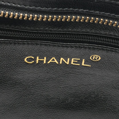 CHANEL ラムスキン マトラッセ フリンジ チェーンショルダー 黒 ゴールド金具 中古