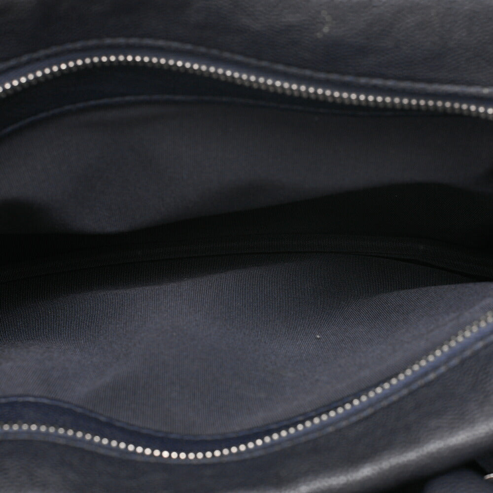 CHANEL 2-way Chain Shoulder Bag Matelasse Caviar Skin Coco Charm Navy Silver-Tone Hardware, Pre-Owned