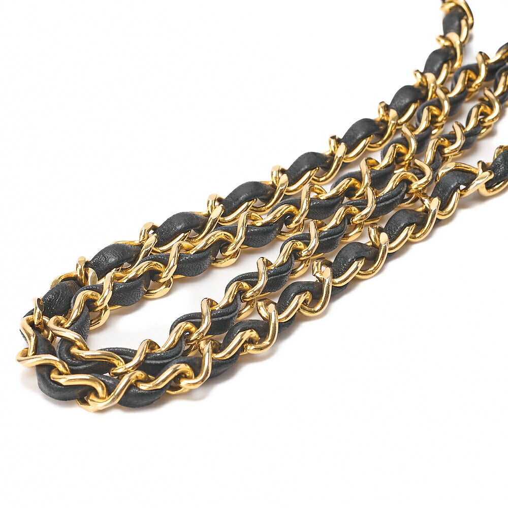 CHANEL マトラッセ 台形 2.55ロック シングル フラップ チェーンショルダー ラムスキン ブラック×レッド ゴールド金具, 中古