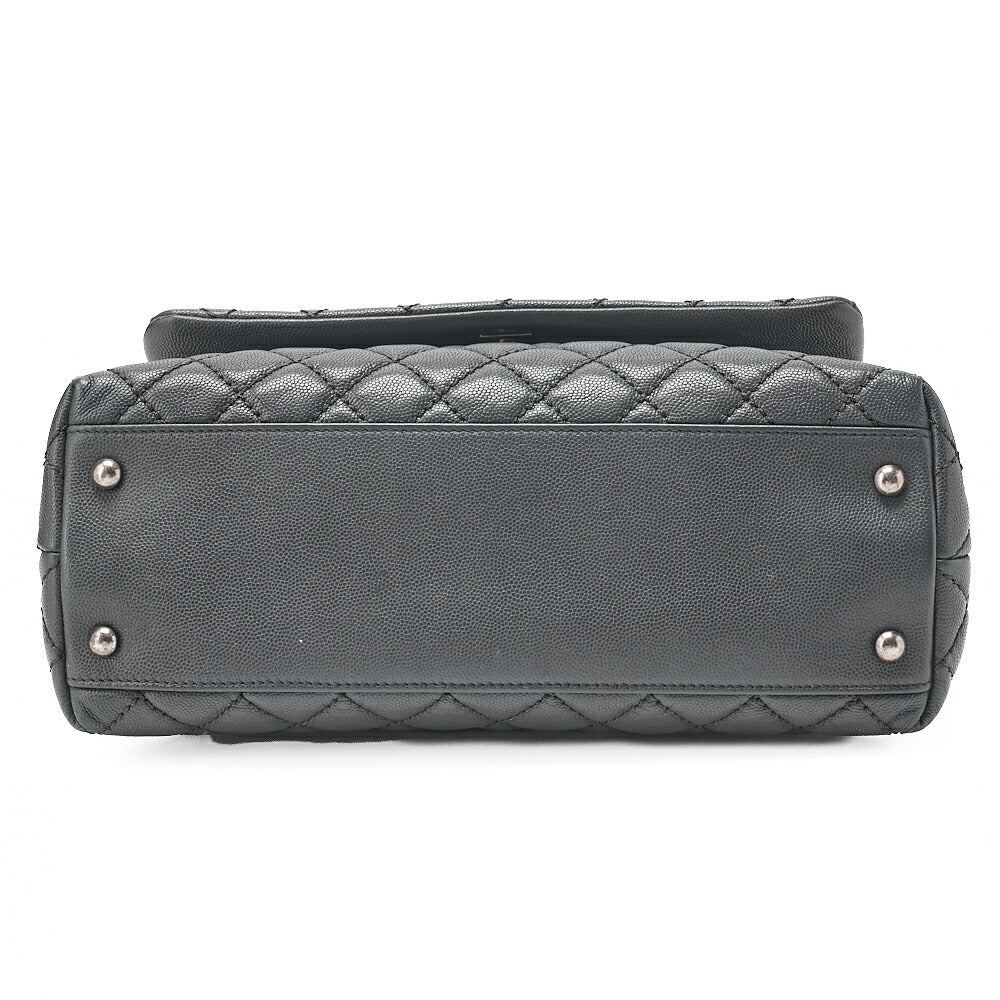 CHANEL Shoulder Bag Matelasse Coco Handle 29 S 2WAY Handbag Caviar Skin x Lizard Gray x Bordeaux Silver-Tone Hardware, Pre-Owned