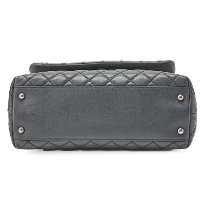 CHANEL Shoulder Bag Matelasse Coco Handle 29 S 2WAY Handbag Caviar Skin x Lizard Gray x Bordeaux Silver-Tone Hardware, Pre-Owned
