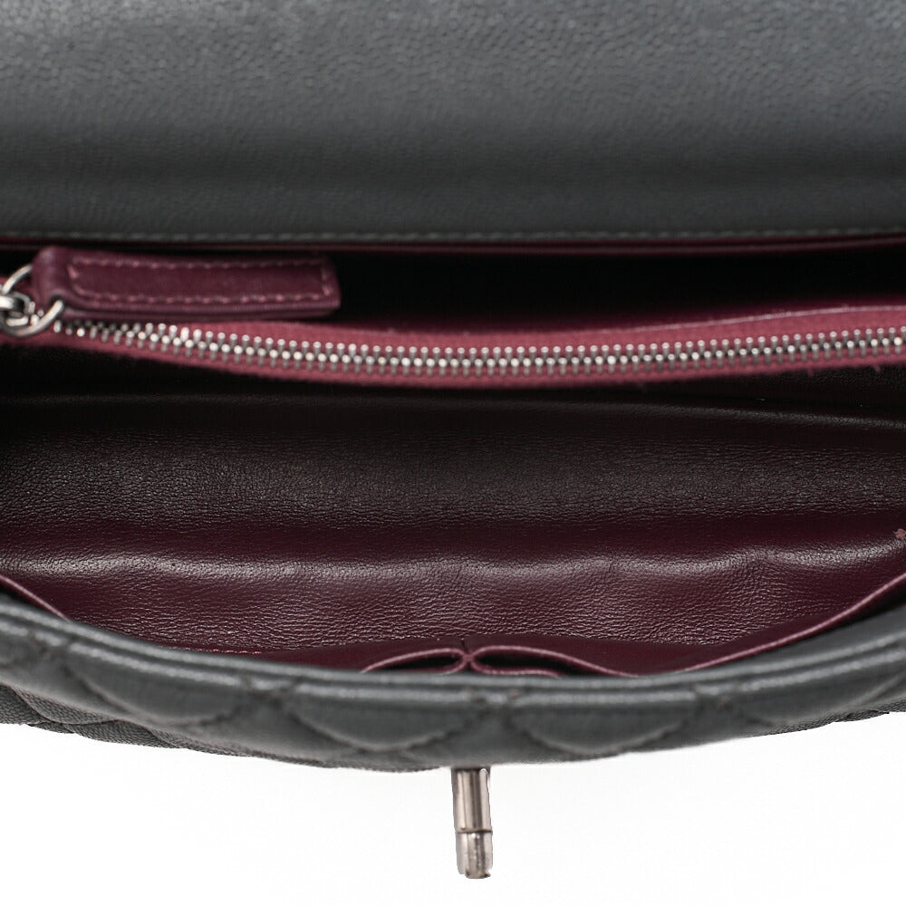 CHANEL Shoulder Bag Matelasse Coco Handle 29 S 2WAY Handbag Caviar Skin x Lizard Gray x Bordeaux Silver-Tone Hardware, Pre-Owned