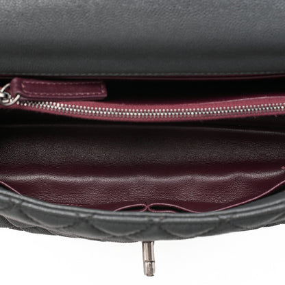 CHANEL Shoulder Bag Matelasse Coco Handle 29 S 2WAY Handbag Caviar Skin x Lizard Gray x Bordeaux Silver-Tone Hardware, Pre-Owned