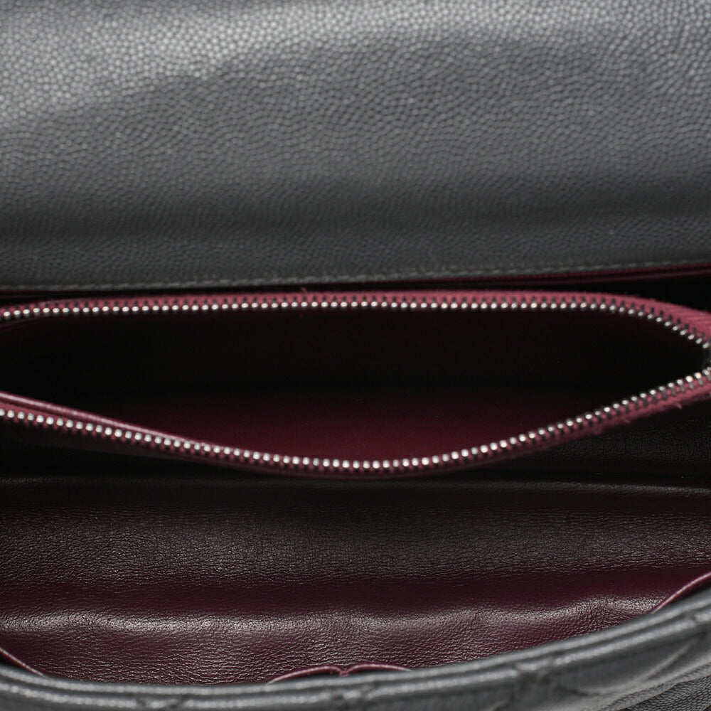 CHANEL Shoulder Bag Matelasse Coco Handle 29 S 2WAY Handbag Caviar Skin x Lizard Gray x Bordeaux Silver-Tone Hardware, Pre-Owned