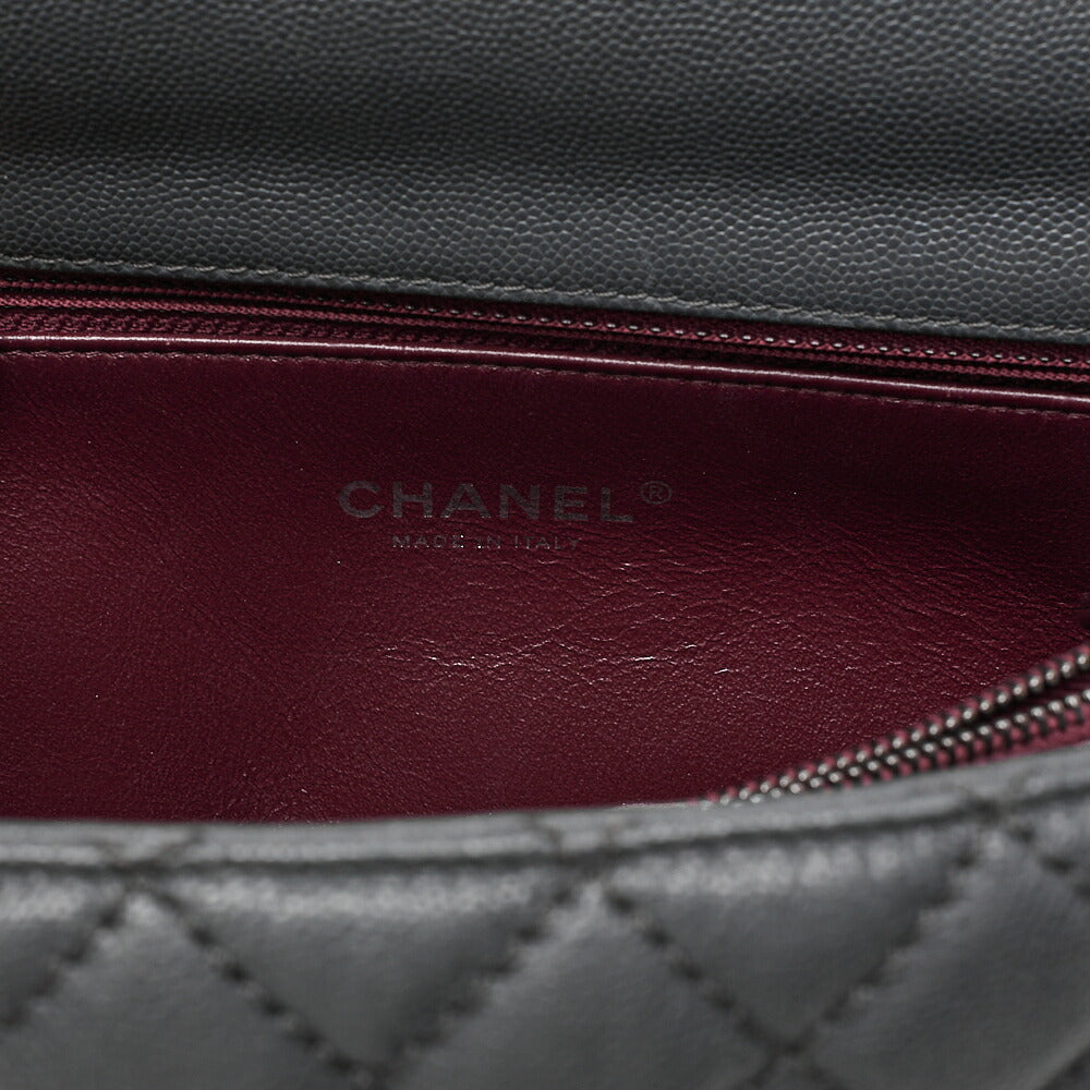 CHANEL Shoulder Bag Matelasse Coco Handle 29 S 2WAY Handbag Caviar Skin x Lizard Gray x Bordeaux Silver-Tone Hardware, Pre-Owned