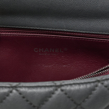 CHANEL Shoulder Bag Matelasse Coco Handle 29 S 2WAY Handbag Caviar Skin x Lizard Gray x Bordeaux Silver-Tone Hardware, Pre-Owned