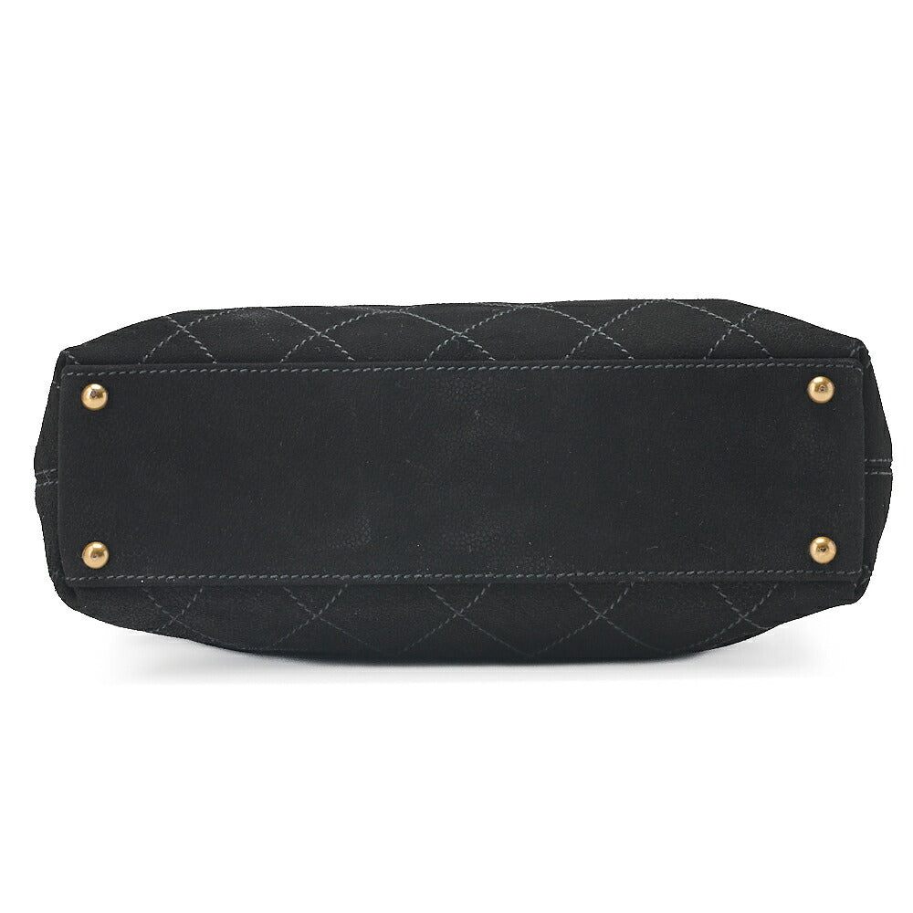 CHANEL Handbag Suede Matelasse Coco Mark Handbag Black Gold-Tone Hardware, Pre-Owned