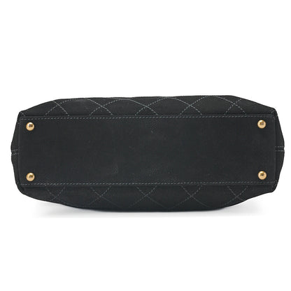 CHANEL Handbag Suede Matelasse Coco Mark Handbag Black Gold-Tone Hardware, Pre-Owned