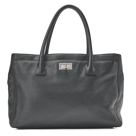 CHANEL Tote Bag Executive Caviar Skin 2.55 Black Silver-Tone Hardware, Pre-Owned