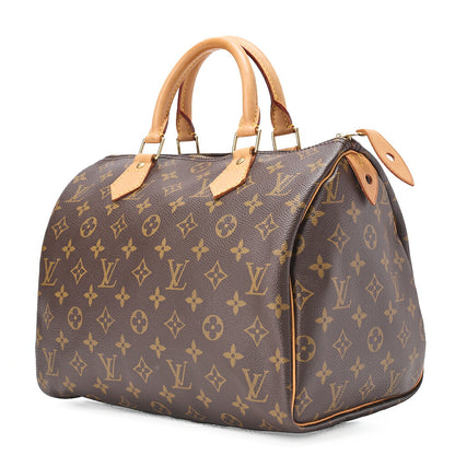 LOUIS VUITTON Louis Vuitton Monogram Speedy 30 Handbag M41526 Brown Gold-Tone Hardware, Pre-Owned