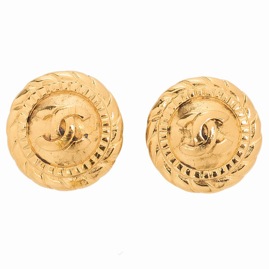 CHANEL Circle Coco Mark Earrings GP Gold (Gold Plated)Gold-Tone Hardware, Pre-Owned