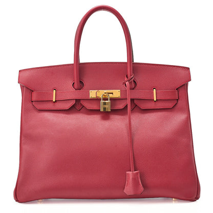 HERMES バーキン 35 クシュベル ハンドバッグ ルージュ ゴールド金具、中古