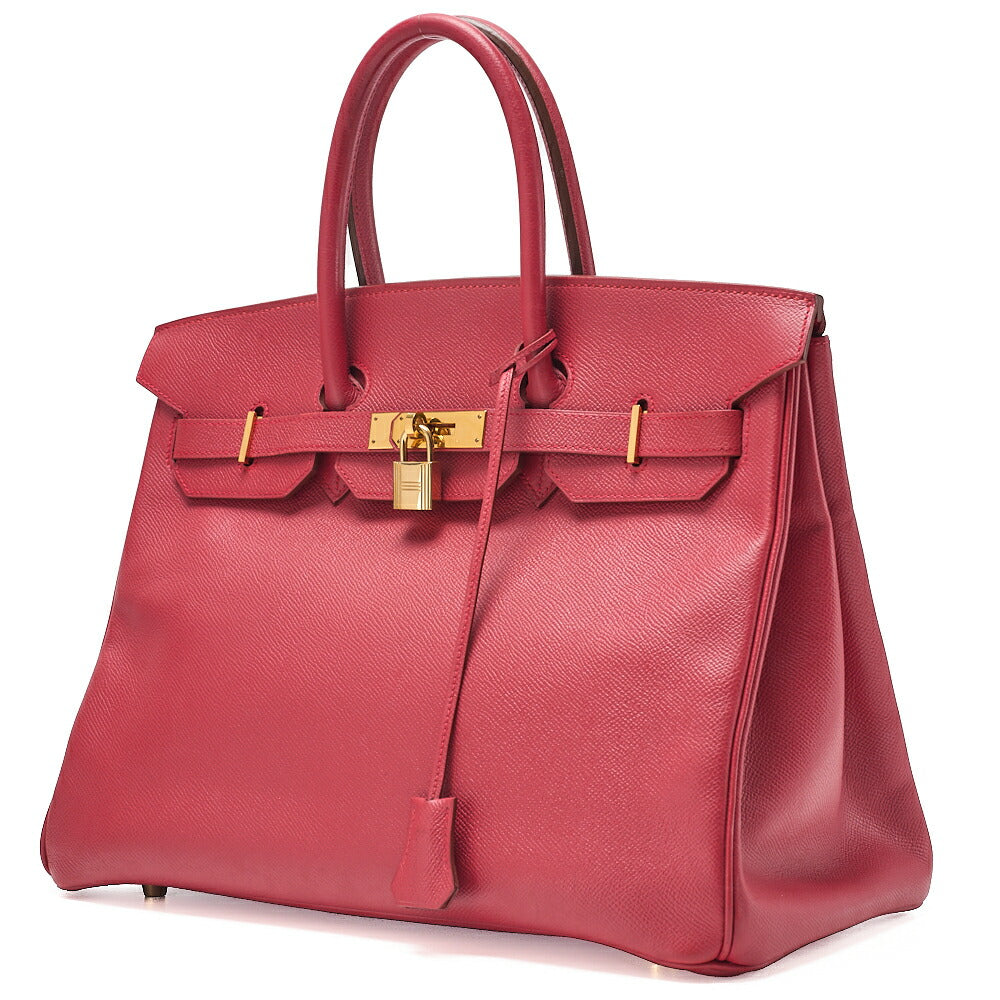 HERMES バーキン 35 クシュベル ハンドバッグ ルージュ ゴールド金具、中古