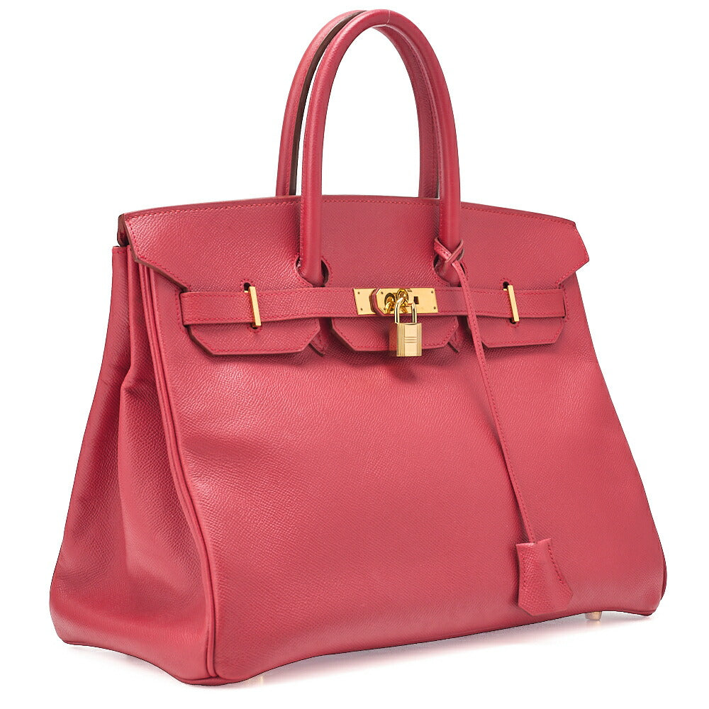 HERMES バーキン 35 クシュベル ハンドバッグ ルージュ ゴールド金具、中古