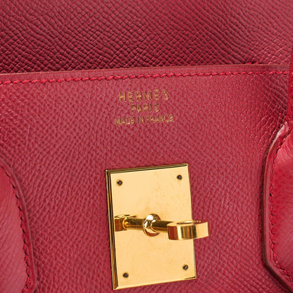 HERMES バーキン 35 クシュベル ハンドバッグ ルージュ ゴールド金具、中古