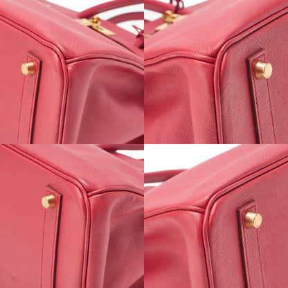 HERMES バーキン 35 クシュベル ハンドバッグ ルージュ ゴールド金具、中古