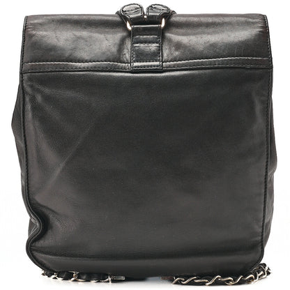 シャネル ラムスキン ココマーク チェーン バックパック ブラック シルバー金具 中古品