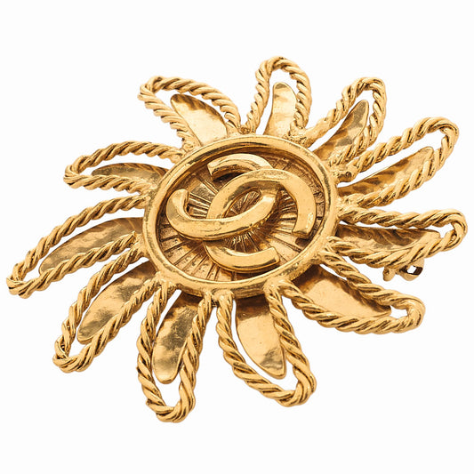 CHANEL Coco Mark Sun Motif Brooch 94A GP Gold (Gold Plated) Gold-Tone Hardware, Pre-Owned