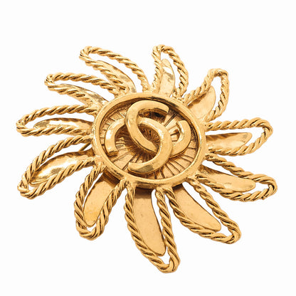 CHANEL Coco Mark Sun Motif Brooch 94A GP Gold (Gold Plated) Gold-Tone Hardware, Pre-Owned
