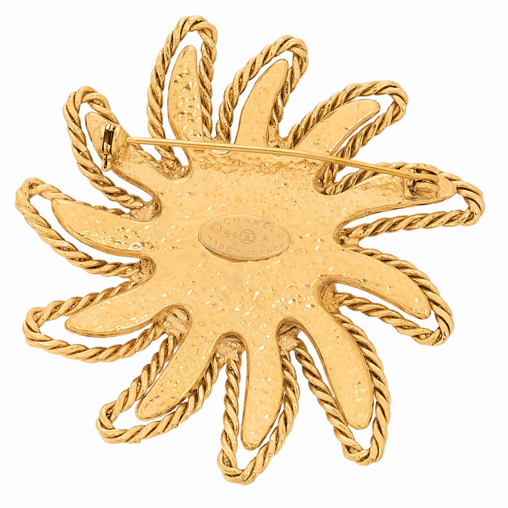CHANEL Coco Mark Sun Motif Brooch 94A GP Gold (Gold Plated) Gold-Tone Hardware, Pre-Owned