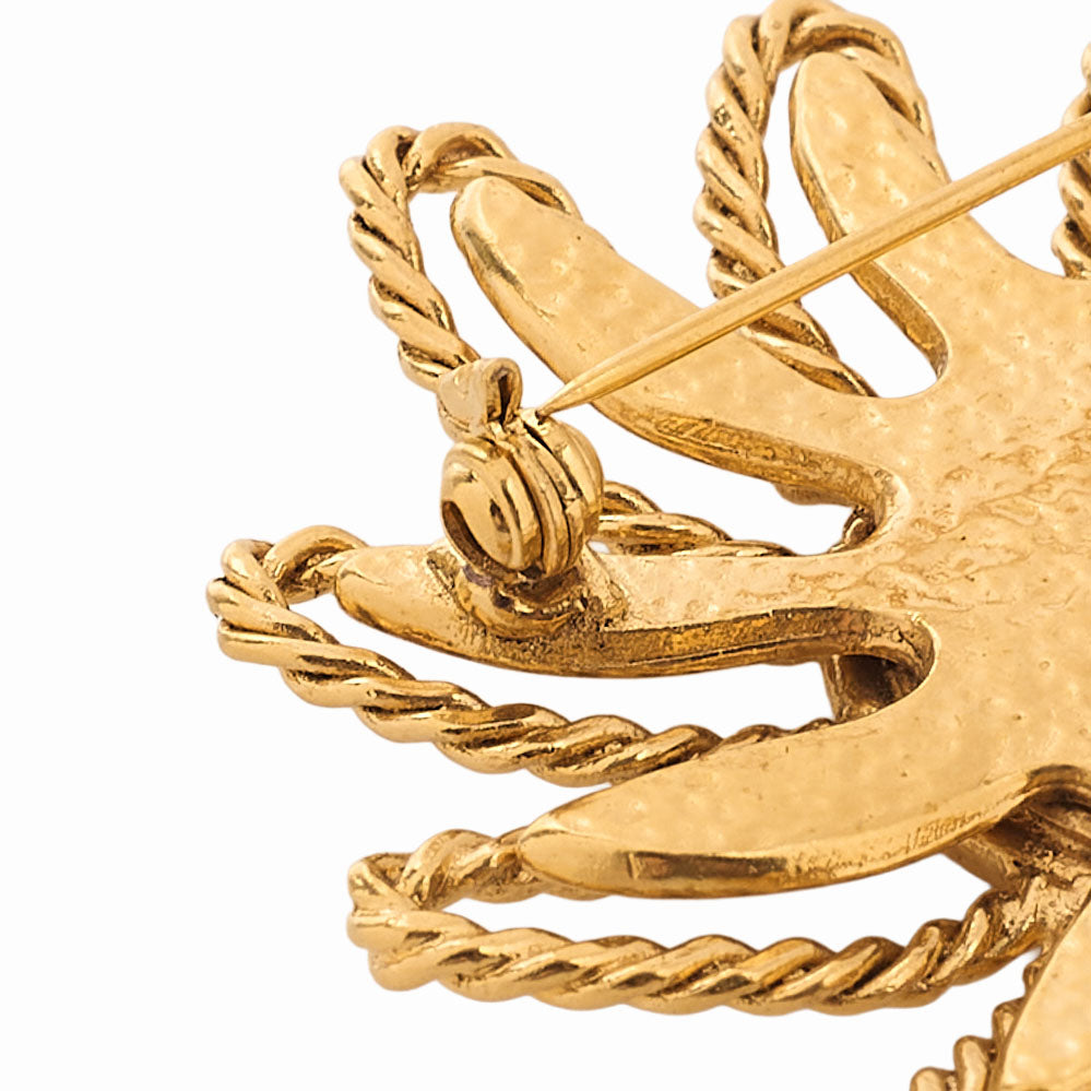 CHANEL Coco Mark Sun Motif Brooch 94A GP Gold (Gold Plated) Gold-Tone Hardware, Pre-Owned