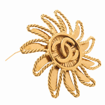 CHANEL Coco Mark Sun Motif Brooch 94A GP Gold (Gold Plated) Gold-Tone Hardware, Pre-Owned